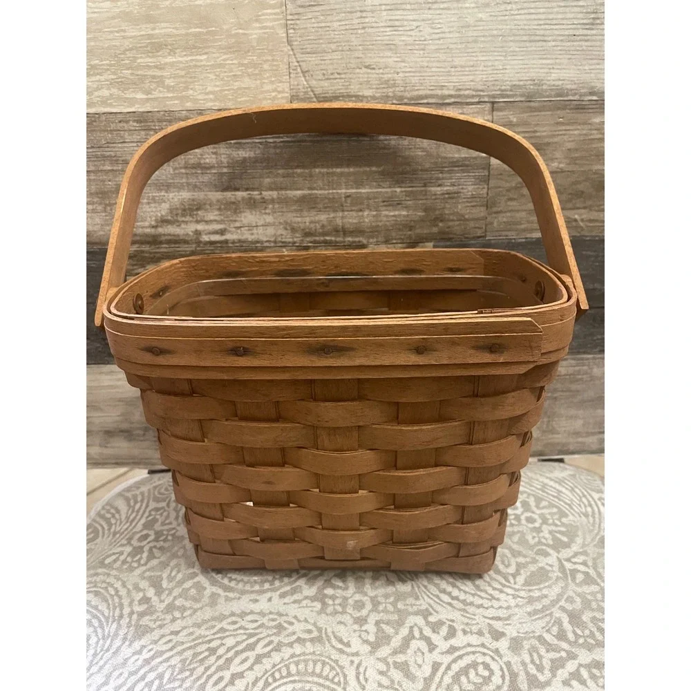 Vintage Longaberger 1992 Dresden Basket Collectible Woven Wood Handle Organizer